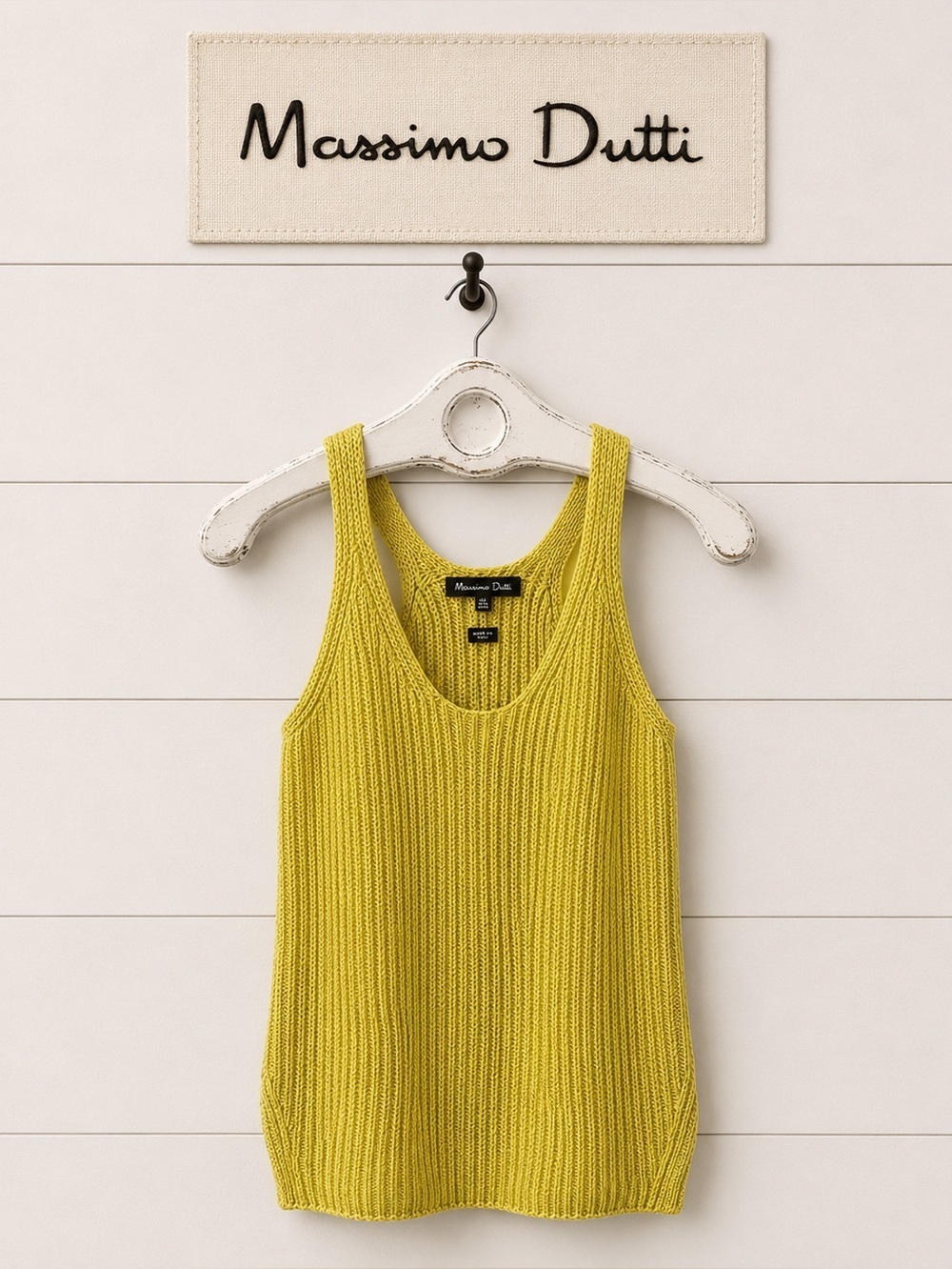 MASSIMO DUTTI - Yellow Ribbed Knit Tank Top - XS